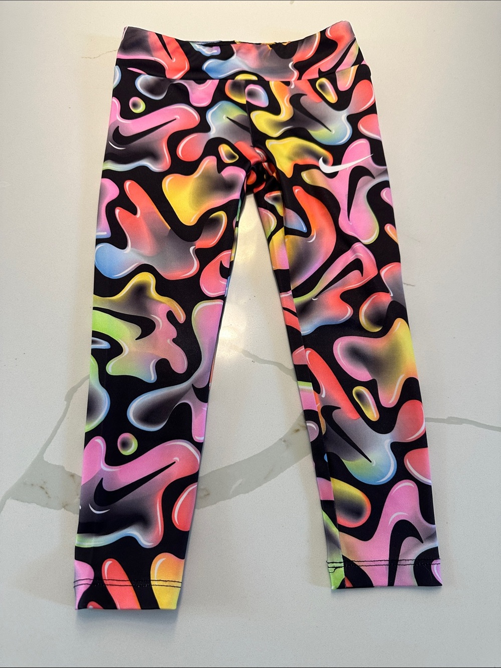 Nike girls dri-fit freeze tag leggings black rainbow lava size 5 / S